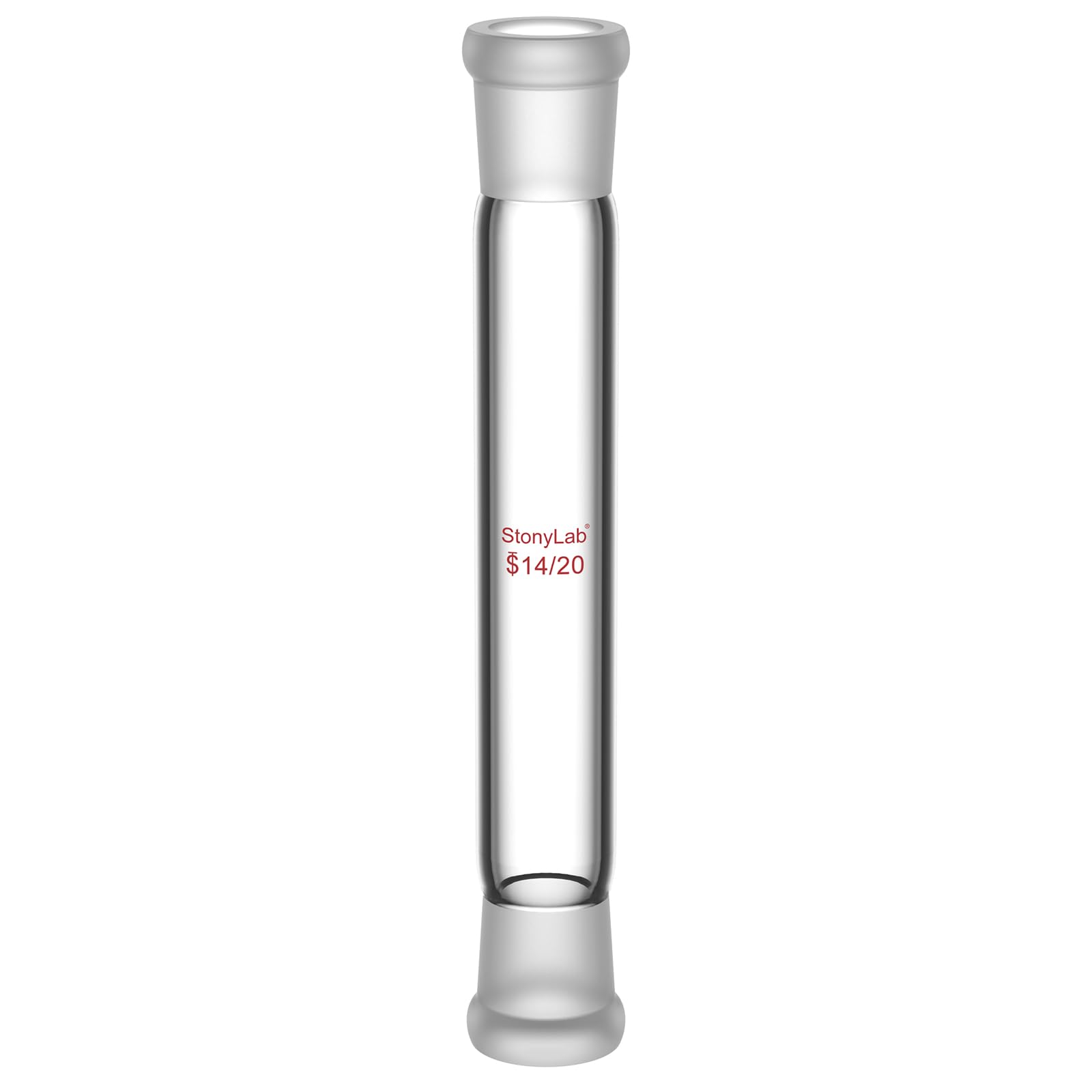 stonylab Borosilicate Glass Straight Connecting Adapter, 90 mm Between Two 14/20 Outer Joints for Laboratory