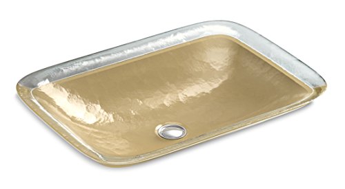KOHLER 2773-G7-B11 Inia Wading Pool Glass Drop-In Rectangular Bathroom Sink in Opaque Sandalwood,