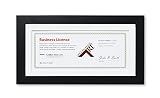 Golden State Art, 5x10 Wood Frame for 4x9 Business License Certificate with White Mat & Table-top Display, Black