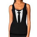Tuxedo Tie Printed Suit Women's Tank Top