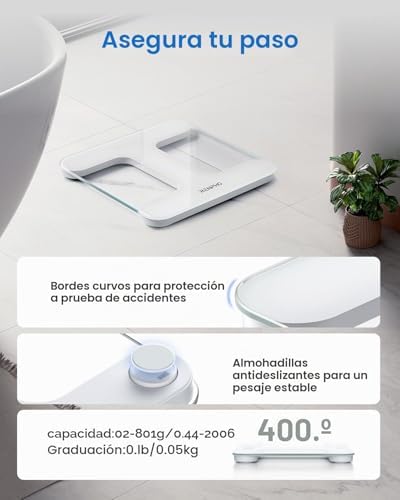 Peso Baño, Alta Precisión, Pantalla LED, Tecnología Step-On