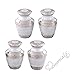 Elegant Pearl White & Silver Cremation Urn - Solid Brass Everlasting Love Cremation Urn - Premium Quality Silver Pearl White Cremation Urn for Human Ashes with Velvet Bag or Box (Set of 4 Keepsake)