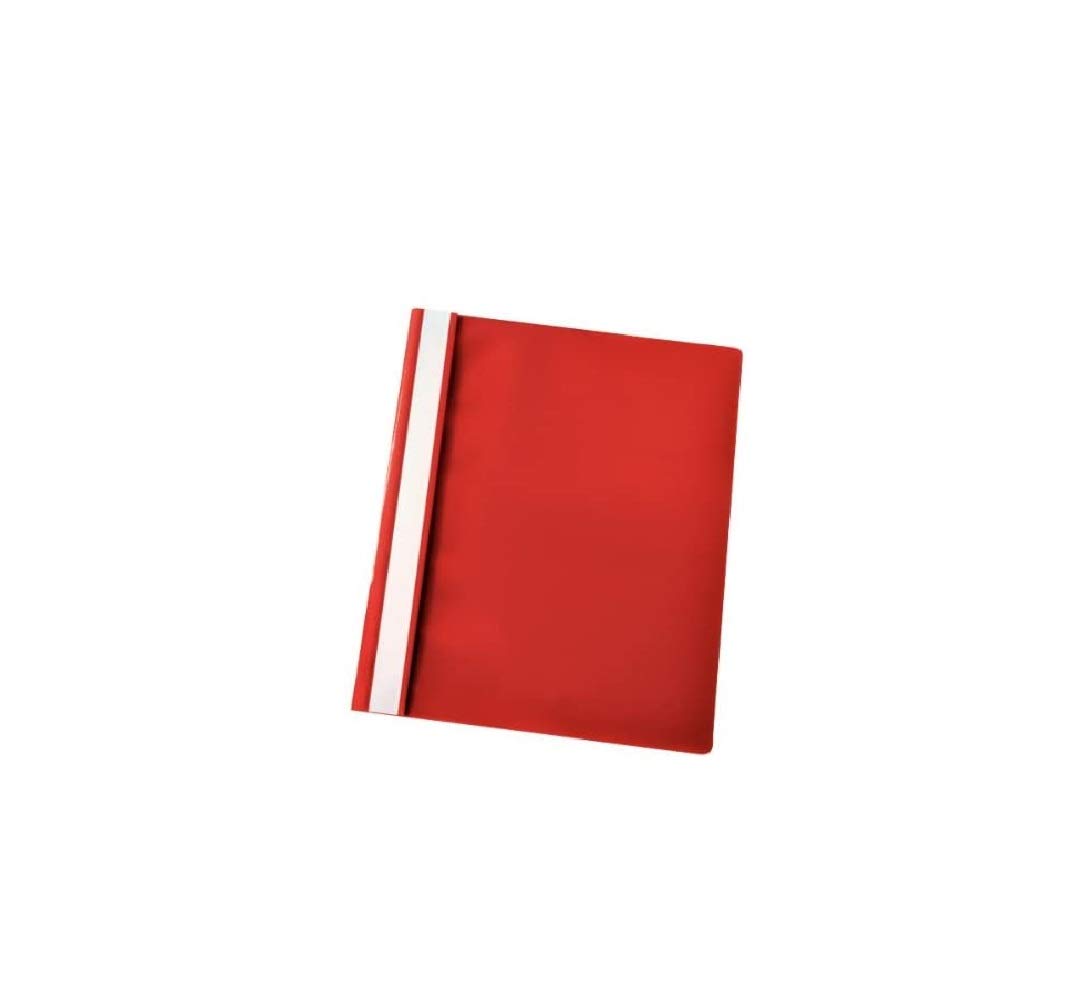 Esselte 56283 Lightweight Plastic Report A4 Flat File Clear Front - Red, Pack of 25
