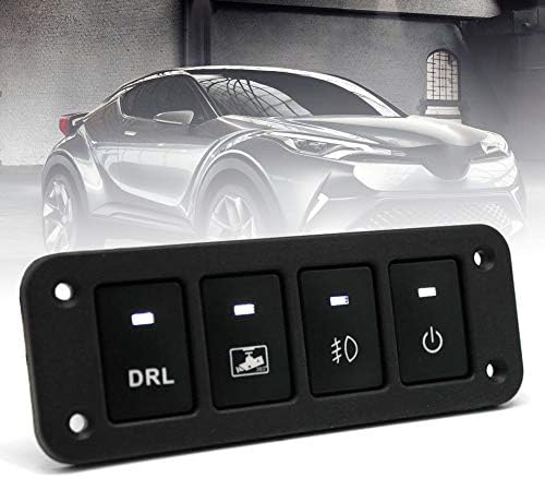difcuyg5Ozw 12V 4-Button LED DRL Front Fog Light On/Off Rocker Switch Panel for Toyota Easy Install