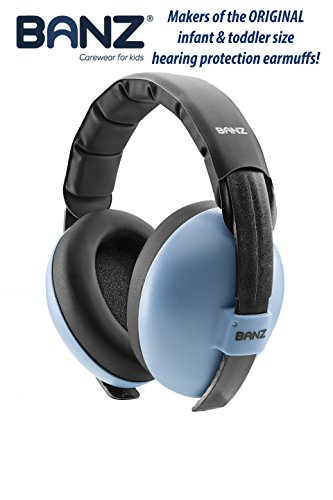 Baby Banz Bluetooth Earmuffs Hearing Protection – Ages 0-2 Years – THE BEST EARMUFFS FOR BABIES &amp; TODDLERS – BLOCK noise &amp; PLAY soothing sounds, music, audio books, &amp; movies (Blue - Bluetooth Edition)