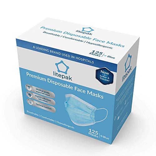 (125ct Box) Disposable Face Mask Premium Soft Earloop 3Ply