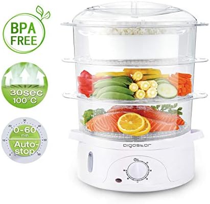Aigostar Fitfoodie 30CFO - Cuiseur vapeur électrique 0% BPA. Puissance de 800W, minuterie, 3 niveaux indépendants de cuisson. Cuisine saine. Design exclusif. - Cuisine A Vivre Aigostar Fitfoodie 30CFO - Cuiseur vapeur électrique 0% BPA. Puissance de 800W, minuterie, 3 niveaux indépendants de cuisson. Cuisine saine. Design exclusif.