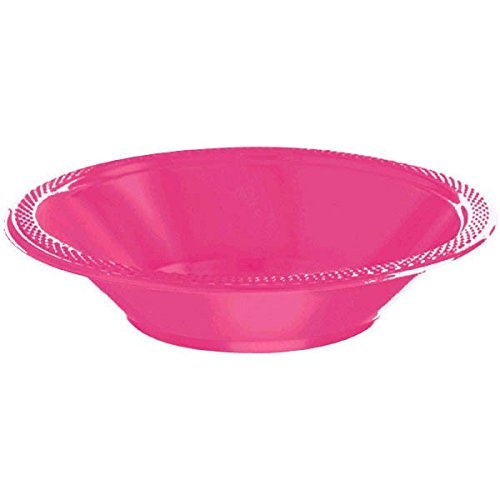 Amscan 43034.103 Plastic Bowls, 12oz, Bright Pink