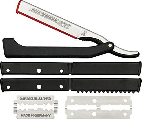 Dovo Shavette Straight Razor Folding Knife,Stainless Blade, Black Plastic Handle 201 081