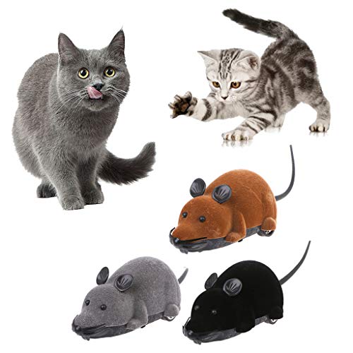 Qupida Cats Interactive Electric Toys Simulation Mouse Remote Control Prank Trick Gifts (Black)