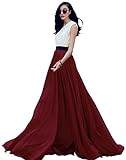 Urban CoCo Women's Summer Chiffon Mopping Floor Length Big Hem Solid Beach Maxi Skirt (XL, Wine red)