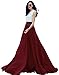 Urban CoCo Women's Summer Chiffon Mopping Floor Length Big Hem Solid Beach Maxi Skirt (XL, Wine red)