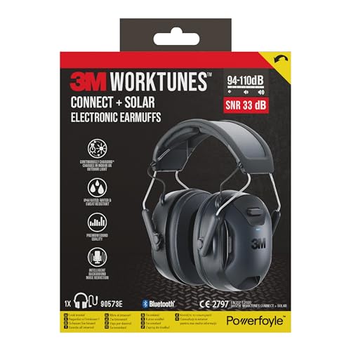 3M WorkTunes Connect & Solar Noise Cancelling Headphones with Bluetooth 90573E-1