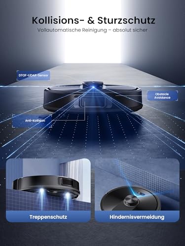 Proscenic Q10+ Robot Vacuum Cleaner with Wiping Function, 10000Pa 200min Vacuum Cleaner Robot, Intelligent Laser Navigation with 5 Maps, Smart Control via App, Alexa & Siri Apple Watch, Hard Floors