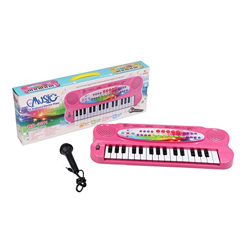 aPerfectLife Kids Piano, 32 Keys Multifunction Electronic Kids Piano Keyboard Musial Instrument Kids Microphone (Pink)