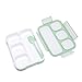 Donxote Lunch Bento Box Leak-Proof Sealing Food Container - 4 Compartments With a Spoon - BPA-free Microwave-Safe Boxes (Green)