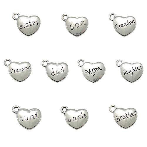 30pcs/3 Set Family Letter Charms Pendant Loose Beads Set for DIY Jewelry Making 10 Styles