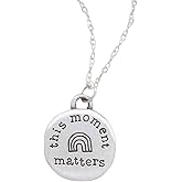 LISA LEONARD DESIGNS Pendant Charm This Moment Matters Necklace (Pewter Engraved Rainbow Necklace Charm Unique Motivational Pendant