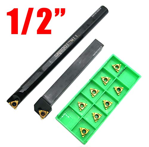 Lathe Boring Bar SNR0012M11+SER1212H11 Turning Tool Holder Lathe Internal Threading Inserts with Turning Inserts 5pcs 11ER AG60+5pcs 11IR AG60 Carbide