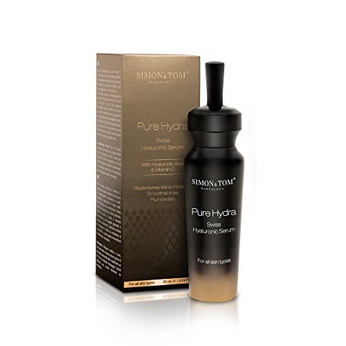 Simon & Tom Pure Hydra Swiss Hyaluronic Acid Serum for Face, Eyes, Neck and Decolletage with Vitamin C + Argan Stem Cells 30ml/1.01 fl oz