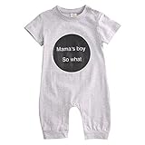 Infant Newborn Baby Girl Bodysuit Mama's Boy Romper Jumpsuit Outfits Clothes (6-9 Months, Gray)