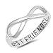 Infinity Best Friends Heart Ring .925 Sterling Silver Friendship Band Sizes 5-12