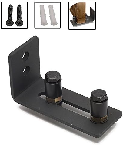 Adjustable Stay Roller Guide Barn Door Floor Guide Heavy Duty Wall Mounted Door Wheel Hardware for Sliding Door Roller Smooth Durable Black Powder Coated (Double Wheel)