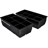 Best Ice Cube Trays - 2 Large Silicone Pack - 16 Giant 2 Inch Ice Cubes Molds