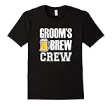 Mens Groom's Brew Crew Funny Groomsmen Bachelor Party Shirt Medium Black