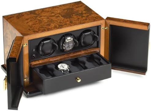 Scatola del Tempo 7RT RA Briar 3 Watch Winder w/ 4 Watch Storage