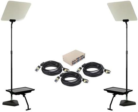 Telmax 15" Teleprompter Bundle, Includes 2x TSP15 Teleprompter, 3x 25' Cables, 1x 4-Port VGA Splitter, ZaPrompt Pro Software