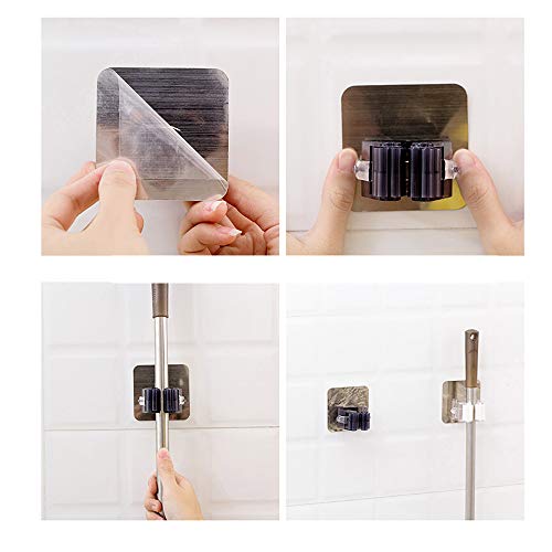 Clearance Sale!DEESEE(TM)2PC Wall Mounted Mop Umbrella Holder Brush Broom Hanger Storage Rack (Black)