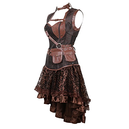frawirshau Women's Steampunk Costume Corset Dress Halloween Costumes