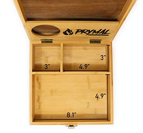 Prymal Products Extra Large Stash Box with Lock and Key and Rolling Tray - Premium Black Walnut and Bamboo Wood - Organize Your Accessories - Thumbnail 5