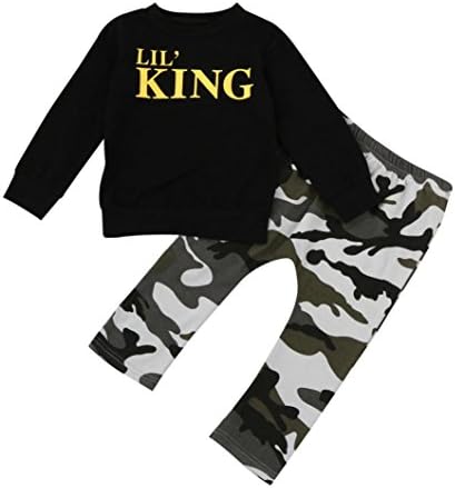 Lanpan Baby Boy Letter T shirt Tops+Camouflage Pants Outfits Clothes Set (12M)