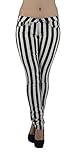 6065 - Black & White Striped 5 Pockets Classic Stretch Skinny Jeans Size 11/12