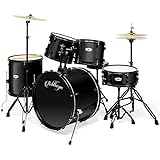 Ashthorpe 5-Piece Complete Full Size Adult Drum Set with Remo Batter Heads - Black