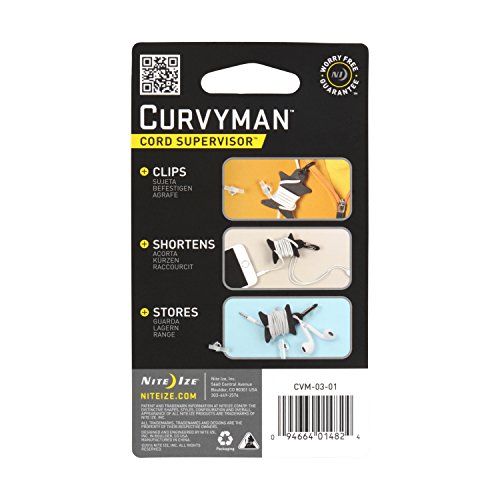 Nite Ize Curvyman Cord Supervisor Earbud Organizer, Headphone Cord Wrap - Compact, Durable, and Lightweight, Black Electronics, Accessories & Supplies, Cord Management