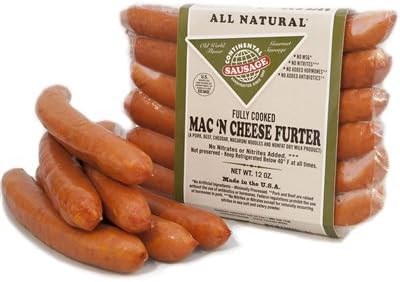 Mac & Cheese Frankfurter Sausage Frozen - 2oz links, 10# Case