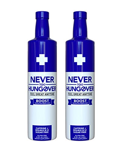 Never Too Hungover Boost - 2-pack 750 ml bottle - 15 Servings - Hangover Recovery/Prevention Drink with Caffeine & Double B-12 - Sugar Free & Low Calorie Never Too Hungover Boost - 2-pack 750 ml bottle - 15 Servings - Hangover Recovery/Prevention Drink with Caffeine & Double B-12 - Sugar Free & Low Calorie