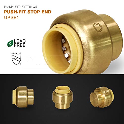 Pushlock UPSE1-5 Plug End Cap Pipe Fitting Push to Connect Pex Copper, CPVC, 1 Inch, Brass Pack of 5 - Thumbnail 4
