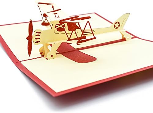 Magic Ants 3D Airplane Model Greeting Pop Up Cards for Kids Child Birthday Graduation with Envelope & Envelope Seal Sticker - Handmade Laser Cut Aircraft Creative Gifts Card