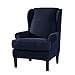 Subrtex 2-Pieces Spandex Elastic Arm Wingback Cover Waffle Fabric Back Furniture Protector Stretch Sofa Slipcovers for Living Room（Wing Chair，Navy）