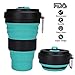 DARUNAXY Collapsible Travel Cup - Silicone Folding Camping Cup Sport Bottle with Lids - Expandable Scald-Proof Drinking Cup - 19 OZ Portable Bottle (Green)