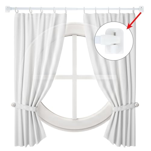 Minnhua 4PCS Extendable Curtain Rod 40-70 cm Without Drilling Adjustable Curtain Rod with 8pcs Adhesive Hooks for Windows Shop Wardrobe Kitchen Bathroom