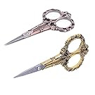 BIHRTC Pack of 2 Vintage European Style Plum Blossom Scissors for Embroidery, Sewing, Craft, Art Work & Everyday Use (Copper,Gold)