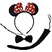 Plush Minnie Mouse Ears Bow & Tail Black Red White Fancy Dress Set Adult Child