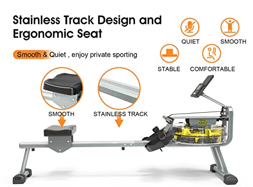 STAR POWER Water Rowing Machine 335LB Weight Capacity - Water Rower for Home Use with LCD Monitor, Tablet Holder, Adjustable Non-Slip Pedals and Comfortable Seat Cushion