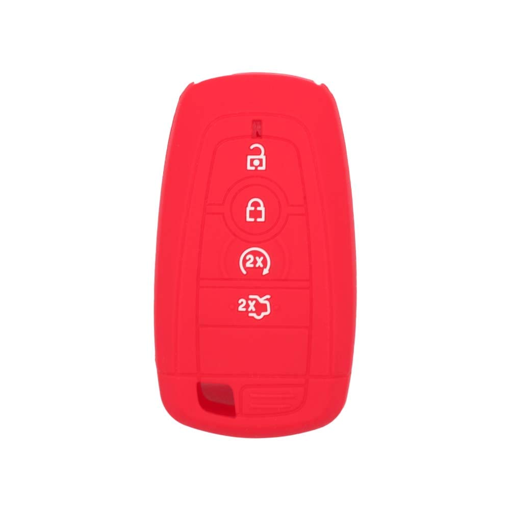 BROVACS Silicone Cover Protector Case Holder Skin Jacket Compatible with FORD 4 Button Smart Remote Key Fob CV4710 Red — image 1