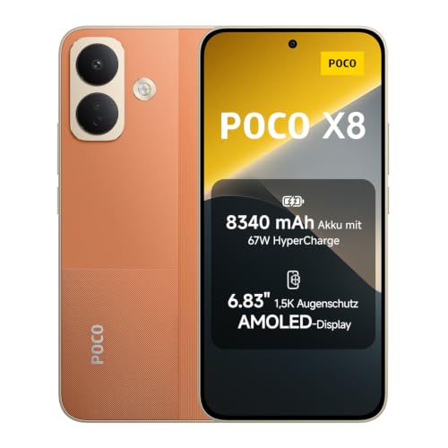 Xiaomi Poco X8, Smartphone 8+256 GB, Orange, 8340mAh Akku, 67W Laden